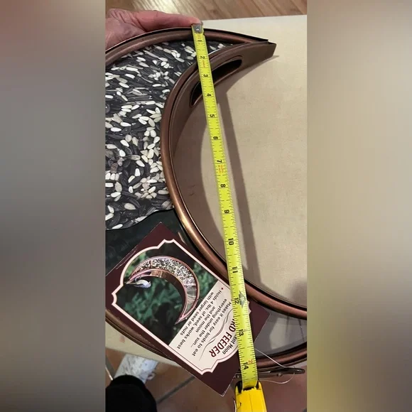 Metal Copper-Colored Hanging Crescent Moon Bird Feeder - Picture 4 of 9